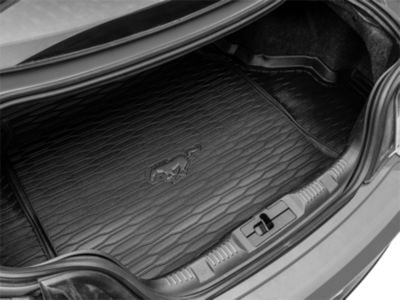 Ford Cargo Area Protector with Embossed Pony Logo; Black (15-23 Mustang w/o  Shaker Subwoofer)